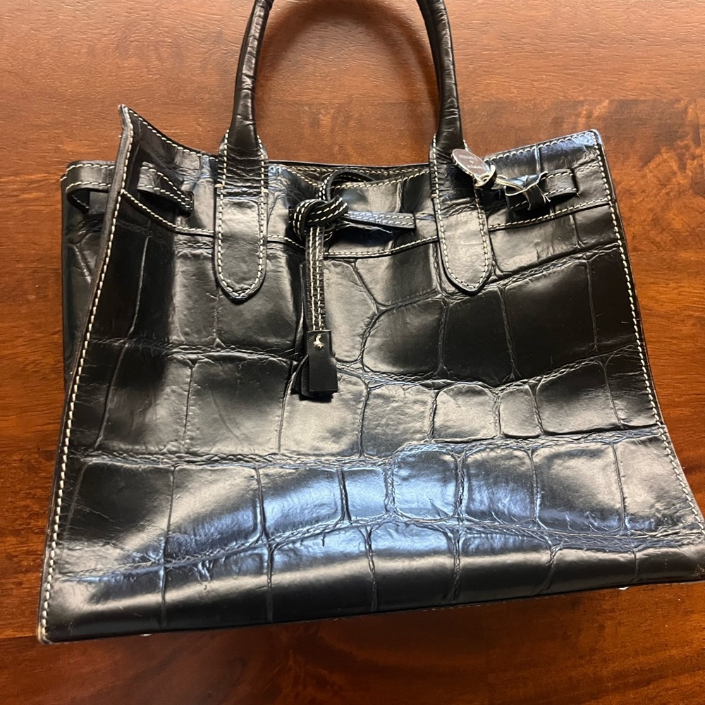 Dooney & Bourke Black Denison Crocodile-Embossed Tote